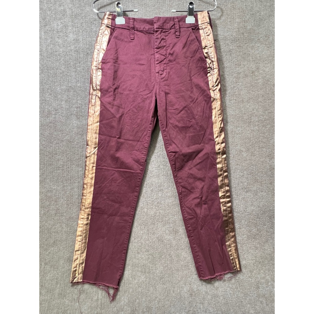 MOTHER The Shaker Prep Fray Jeans "Killing Time" Size 25 Metallic Stripe